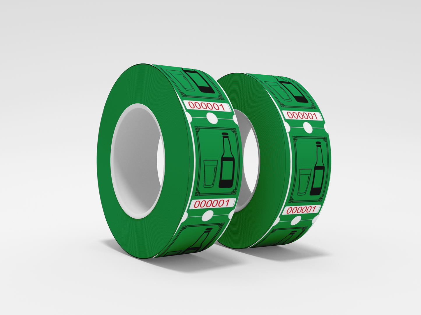 Drink Tickets Roll 1000 X 1 Tickets JM Band® 1 Bottle Of Roll - Green