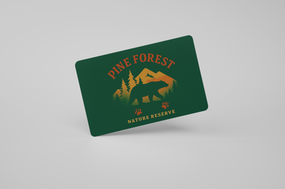 A photo of an NFC access card with color print