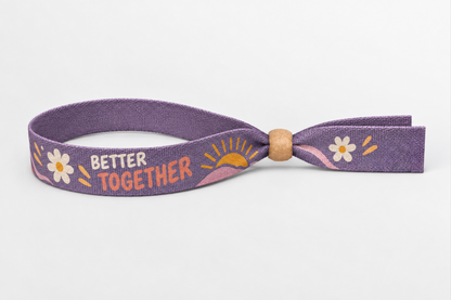 Fialový bavlněný náramek s potiskem Better Together