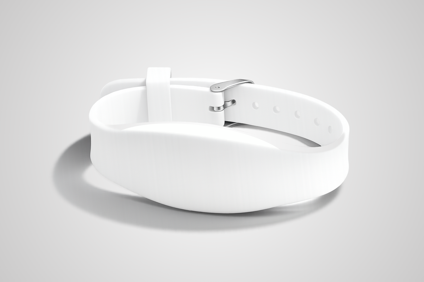 Silikonový náramek s bílým štítkem a NFC modelem JM11 od JM Band®.