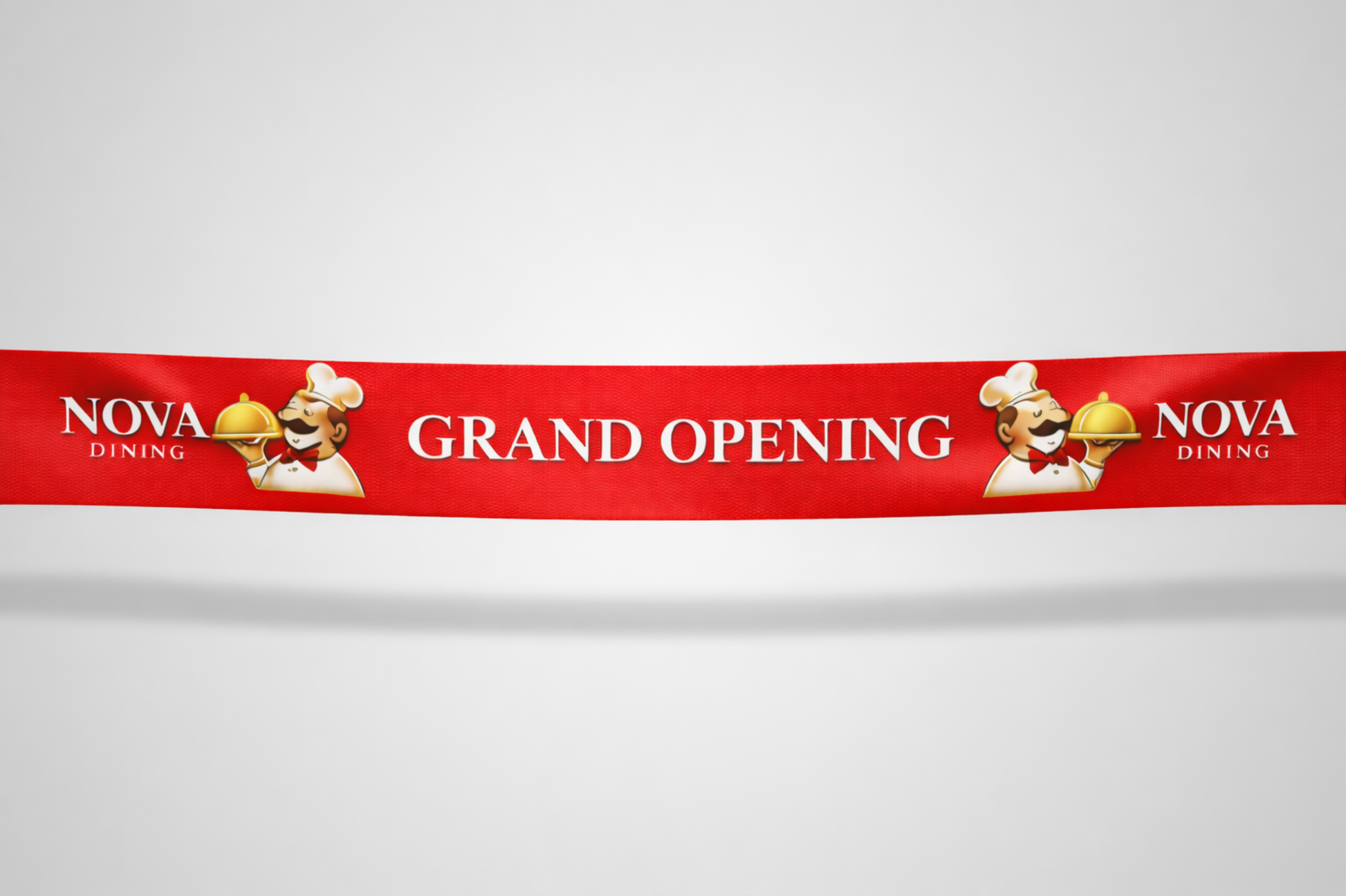 Červená inaugurační stuha s vlastním barevným potiskem od JM Band®.