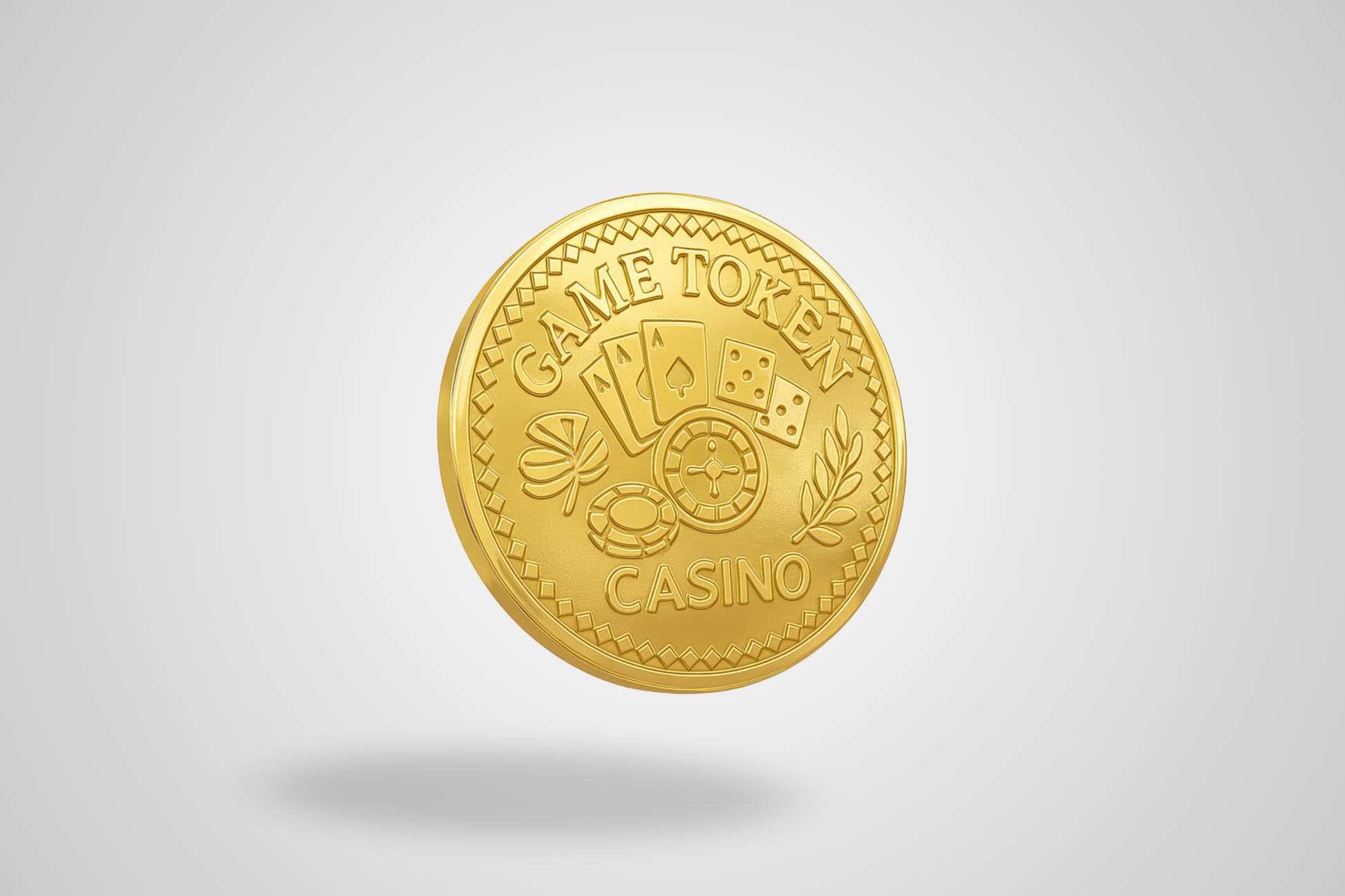 A photo of an embossed gold metal token