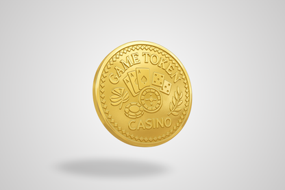 A photo of an embossed gold metal token